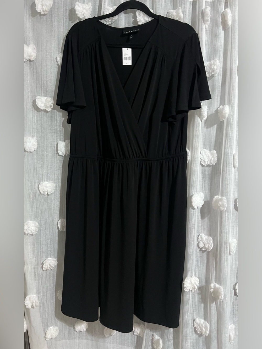 Lane Bryant Black Flutter-Sleeve Wrap-Style Dress